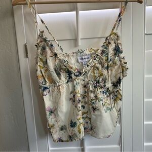 Steve Madden Floral Cropped Camisole in Cream and Multicolor size Large, Lined